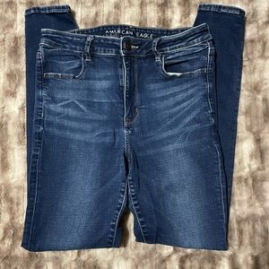 American eagle jeans; super stretch; dark wash; size 12